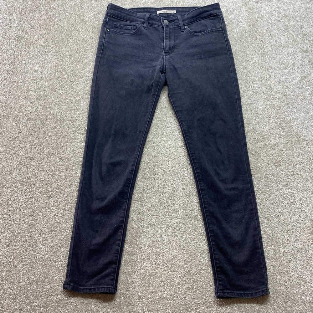 Levi's 711 Skinny Jeans Womens 27 Black Faded Mid Rise Denim 19558-0019